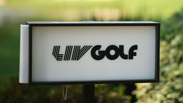 MEXICO CITY, MEXICO - APRIL 25: LIV Golf logo is seen on the 18th hole on day one of LIV Golf Mexico City at Club de Golf Chapultepec on April 25, 2025 in Mexico City, Mexico.