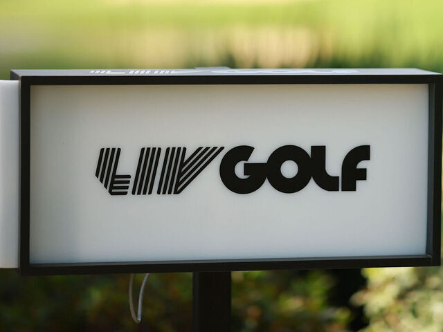 MEXICO CITY, MEXICO - APRIL 25: LIV Golf logo is seen on the 18th hole on day one of LIV Golf Mexico City at Club de Golf Chapultepec on April 25, 2025 in Mexico City, Mexico.