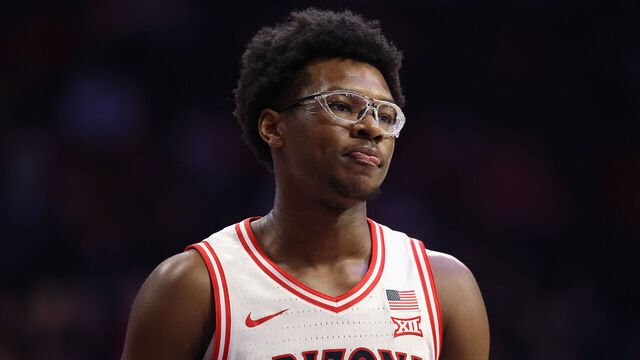 TUCSON, ARIZONA - OCTOBER 27: Bryce James #6 of the Arizona Wildcats during the NCAAB game at McKale Center on October 27, 2025 in Tucson, Arizona. The Wildcats defeated the Eagles 113-42.