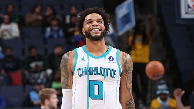 MEMPHIS, TN - JANUARY 28: Miles Bridges #0 of the Charlotte Hornets reacts during the game against the Memphis Grizzlies on January 28, 2026 at FedExForum in Memphis, Tennessee. Mandatory Copyright Notice: Copyright 2026 NBAE