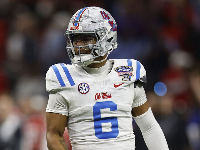 NEW ORLEANS, LOUISIANA - JANUARY 01: Trinidad Chambliss #6 of the Ole Miss Rebels celebrates a touchdown during the third quarter against the Georgia Bulldogs during the 2025 College Football Playoff Quarterfinal at the Allstate Sugar Bowl at Caesars Superdome on January 01, 2026 in New Orleans, Louisiana.