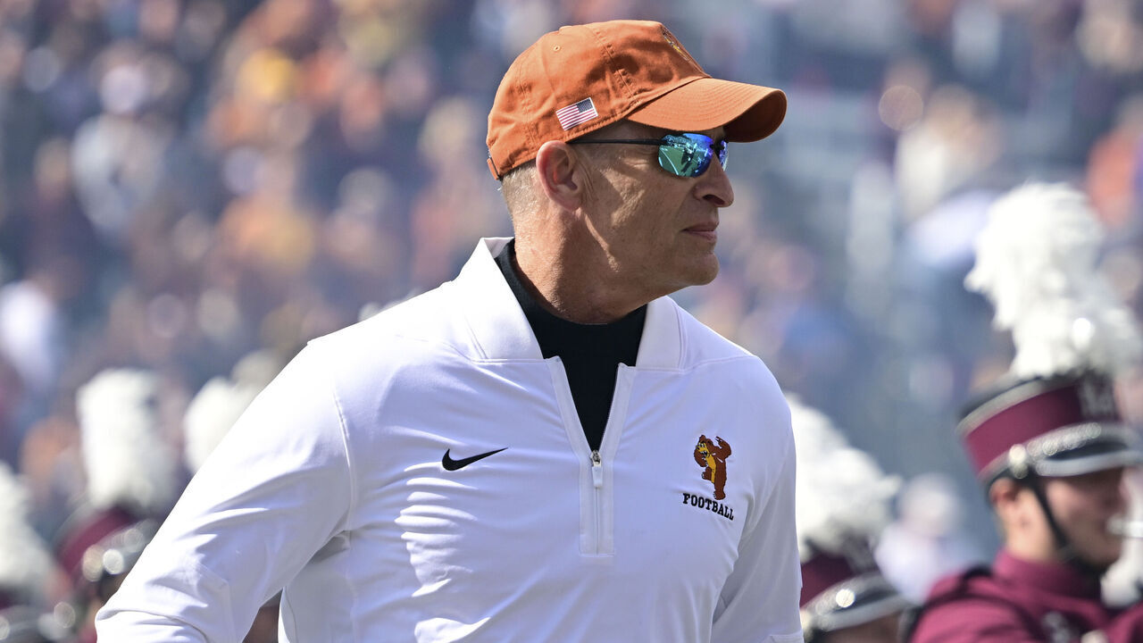 MISSOULA, MONTANA - OCTOBER 11: Head coach Bobby Hauck of the Montana Grizzlies takes the field prior to a game against the Cal Poly Mustangs at Washington-Grizzly Stadium on October 11, 2025 in Missoula, Montana.