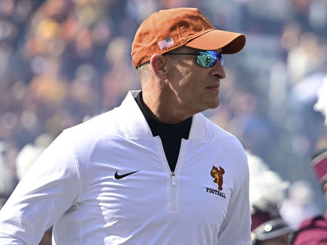 MISSOULA, MONTANA - OCTOBER 11: Head coach Bobby Hauck of the Montana Grizzlies takes the field prior to a game against the Cal Poly Mustangs at Washington-Grizzly Stadium on October 11, 2025 in Missoula, Montana.