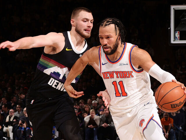 NEW YORK, NY - FEBRUARY 4: Jalen Brunson #11 of the New York Knicks drives to the basket during the game against the Denver Nuggets on February 4, 2026 at Madison Square Garden in New York City, New York. Mandatory Copyright Notice: Copyright 2026 NBAE