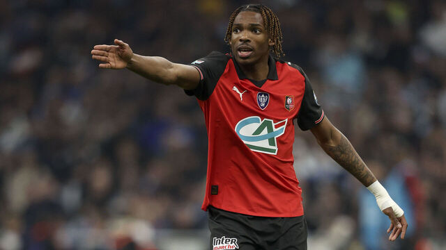 MARSEILLE, FRANCE - FEBRUARY 3: Jeremy Jacquet of Stade Rennais in action during French Cup match between Olympique de Marseille and Stade Rennais at Orange Velodrome on February 3, 2026 in Marseille, France.