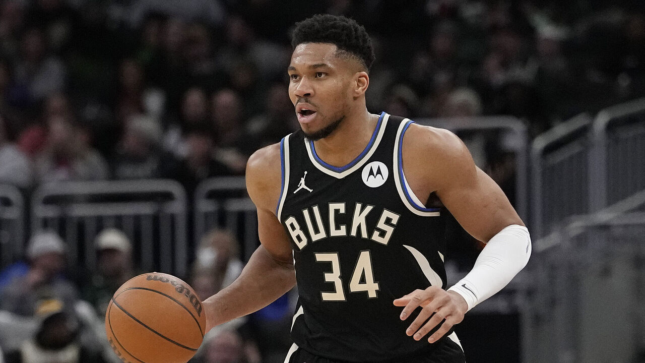 MILWAUKEE, WISCONSIN - JANUARY 23: Giannis Antetokounmpo #34 of the Milwaukee Bucks dribbles the ball against the Denver Nuggets during the third quarter at Fiserv Forum on January 23, 2026 in Milwaukee, Wisconsin.