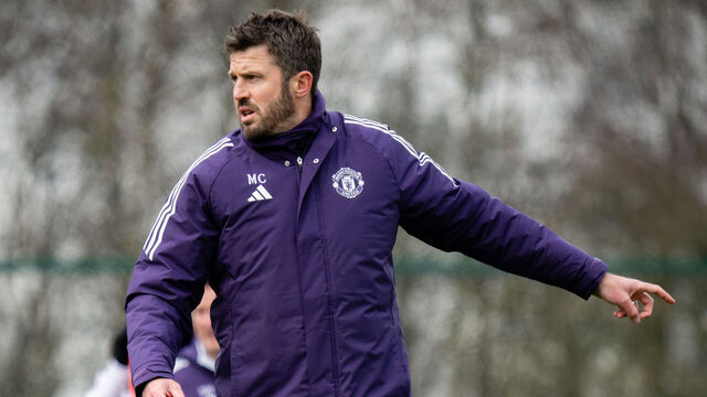 MANCHESTER, ENGLAND - FEBRUARY 04: (EXCLUSIVE COVERAGE) Head Coach Michael Carrick of Manchester United in action during a first team training session at Carrington Training Ground on February 04, 2026 in Manchester, England.