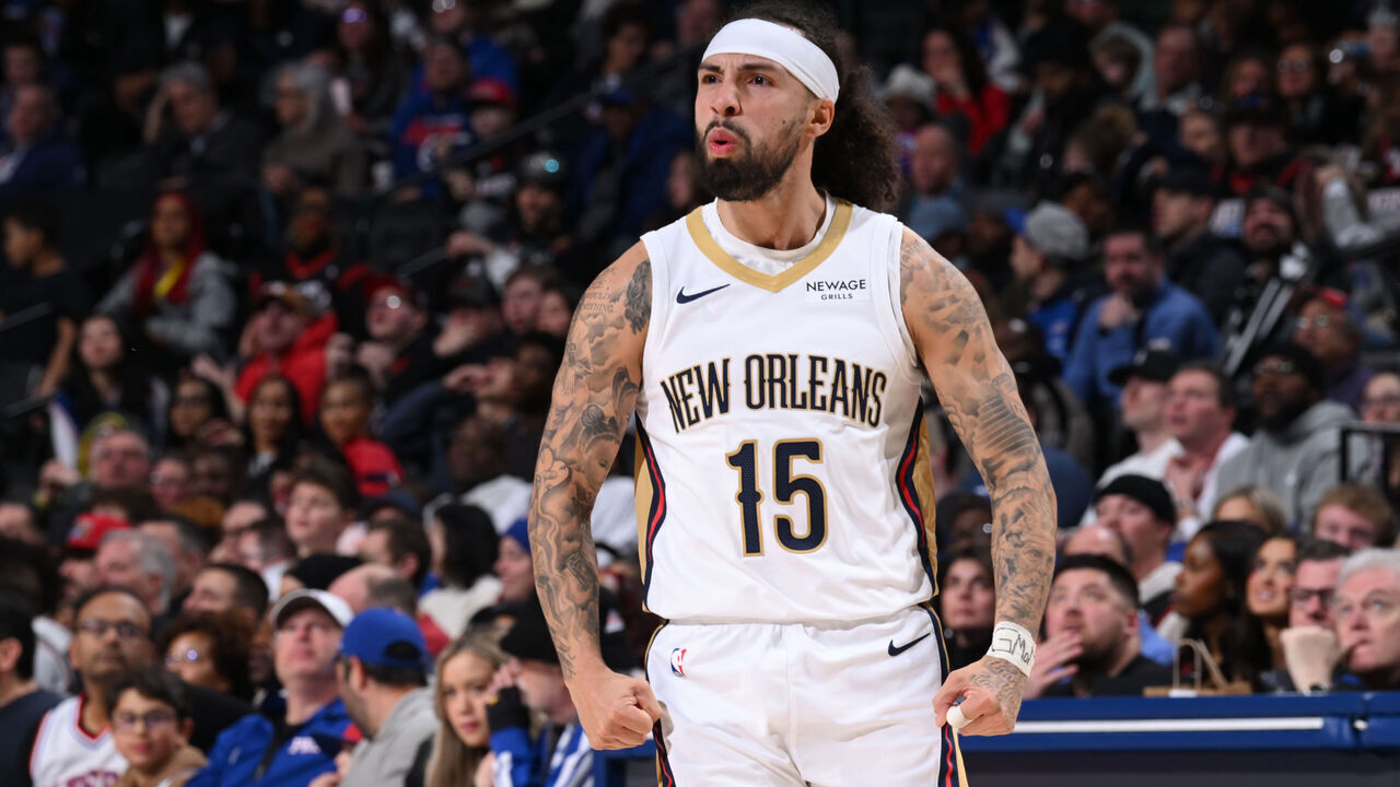PHILADELPHIA, PA - JANUARY 31: Jose Alvarado #15 of the New Orleans Pelicans reacts during the game against the Philadelphia 76ers on January 31, 2026 at the Wells Fargo Center in Philadelphia, Pennsylvania NOTE TO USER: User expressly acknowledges and agrees that, by downloading and/or using this Photograph, user is consenting to the terms and conditions of the Getty Images License Agreement. Mandatory Copyright Notice: Copyright 2026 NBAE