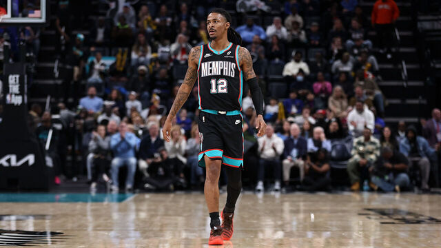 MEMPHIS, TENNESSEE - DECEMBER 30: Ja Morant #12 of the Memphis Grizzlies looks on during the game against the Philadelphia 76ers at FedExForum on December 30, 2025 in Memphis, Tennessee.