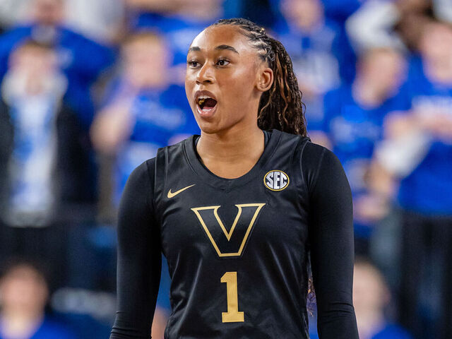 LEXINGTON, KENTUCKY - FEBRUARY 5: Mikayla Blakes #1 of the Vanderbilt Commodores walk up court during the game against the Kentucky Wildcats at Memorial Coliseum on February 5, 2026 in Lexington, Kentucky.