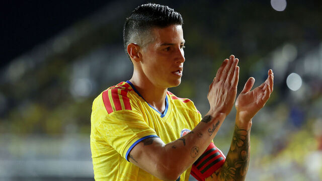 FORT LAUDERDALE, FLORIDA - NOVEMBER 15: James Rodriguez #10 of Colombia looks on during the International Friendly match between Colombia and New Zealand at Chase Stadium on November 15, 2025 in Fort Lauderdale, Florida.