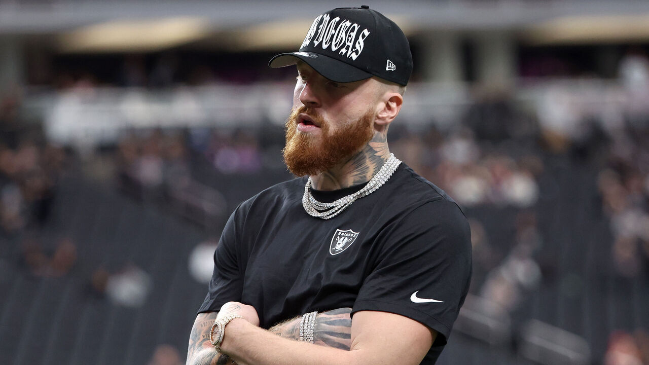 LAS VEGAS, NEVADA - JANUARY 04: Maxx Crosby #98 of the Las Vegas Raiders looks on prior to the game against the Kansas City Chiefs at Allegiant Stadium on January 04, 2026 in Las Vegas, Nevada.