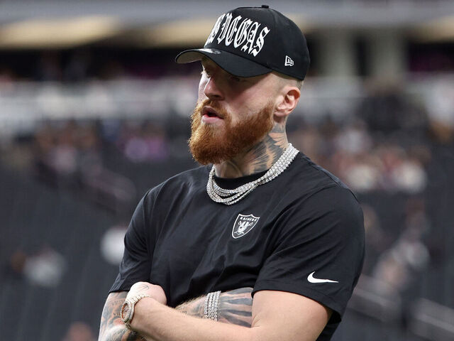 LAS VEGAS, NEVADA - JANUARY 04: Maxx Crosby #98 of the Las Vegas Raiders looks on prior to the game against the Kansas City Chiefs at Allegiant Stadium on January 04, 2026 in Las Vegas, Nevada.