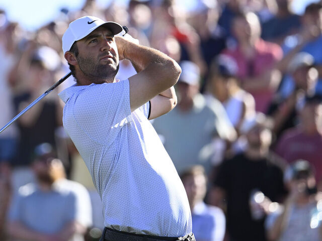 SCOTTSDALE, ARIZONA - FEBRUARY 06: Scottie Scheffler of the United States plays his shot from the seventh tee during the second round of the WM Phoenix Open 2026 at TPC Scottsdale on February 06, 2026 in Scottsdale, Arizona.