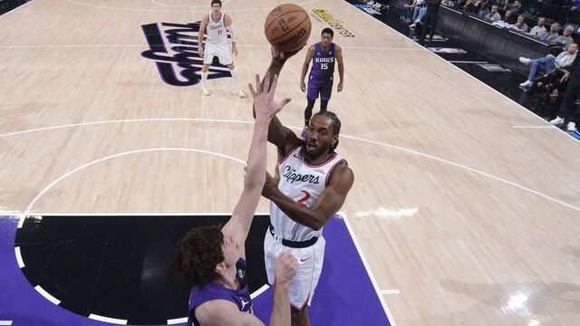 SACRAMENTO, CA - FEBRUARY 6: Kawhi Leonard #2 of the LA Clippers shoots the ball during the game against the Sacramento Kings on February 2, 2026 at Golden 1 Center in Sacramento, California. Mandatory Copyright Notice: Copyright 2026 NBAE
