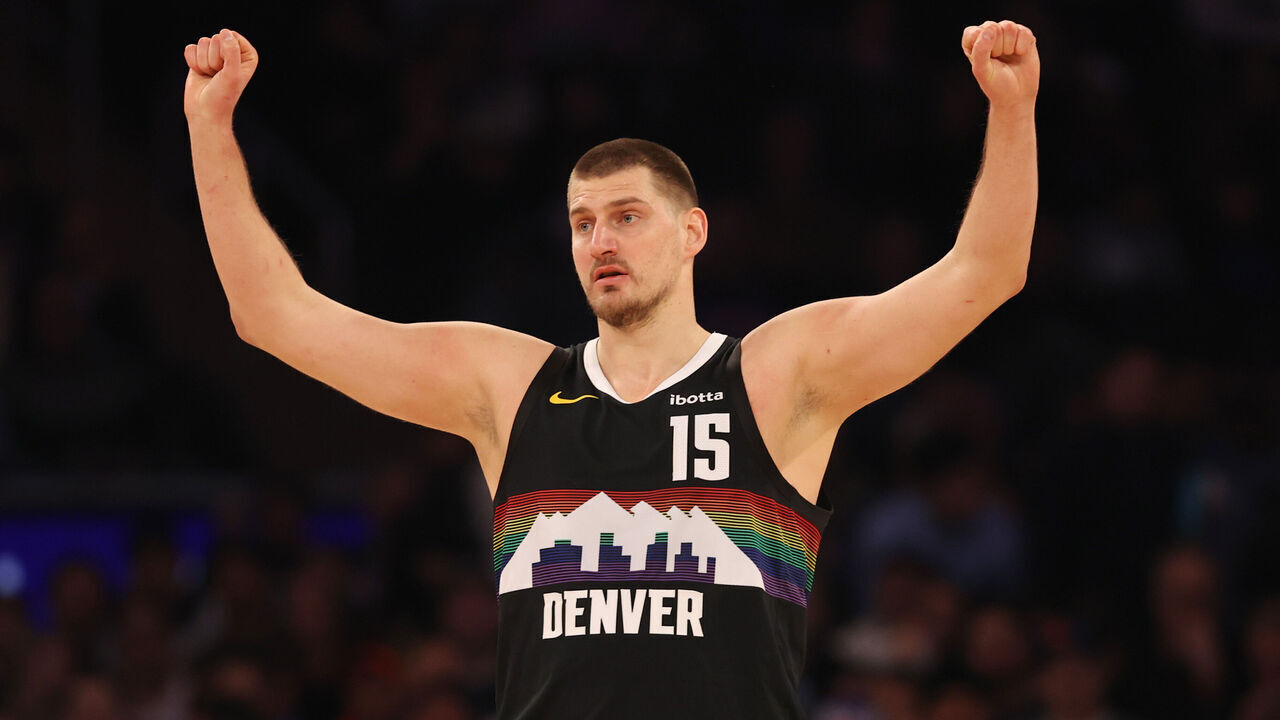 NEW YORK, NEW YORK - FEBRUARY 04: Nikola Jokic #15 of the Denver Nuggets reacts during the first quarter against the New York Knicks at Madison Square Garden on February 04, 2026 in New York City.