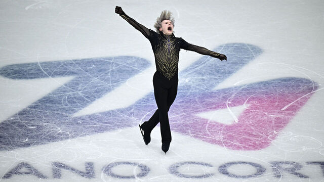 USA's Ilia Malinin competes in the figure skating men's singles free skating team event during the Milano Cortina 2026 Winter Olympic Games at Milano Ice Skating Arena in Milan on February 8, 2026.