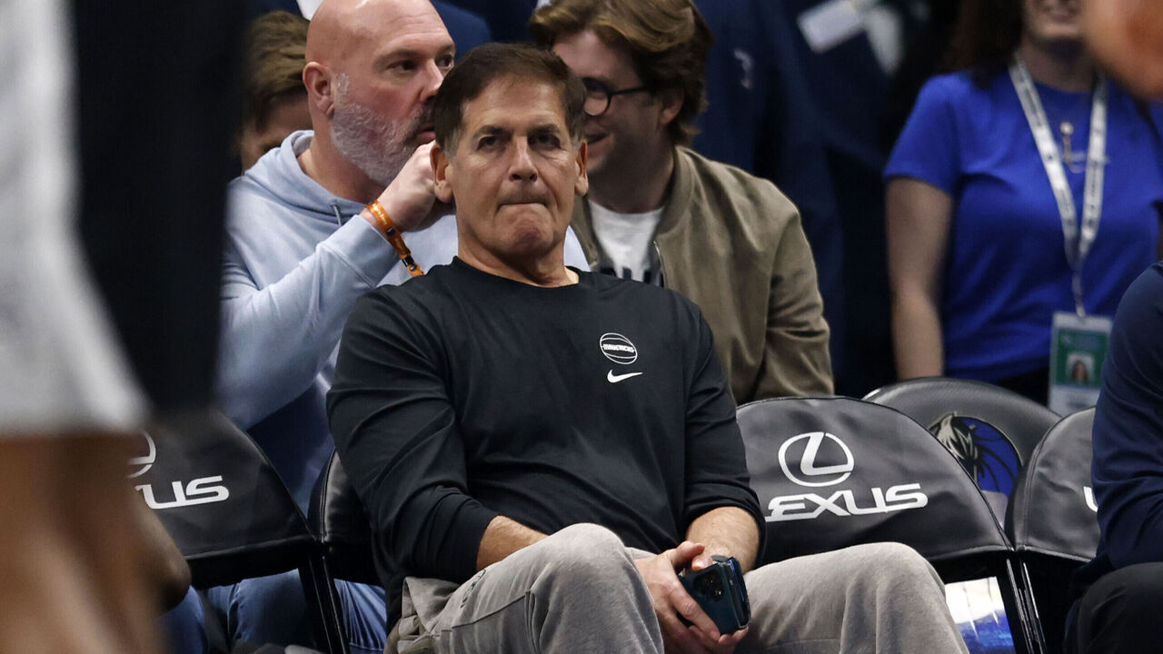 DALLAS, TEXAS - FEBRUARY 5: Dallas Mavericks minority owner Mark Cuban looks on during a game between the Mavericks and the San Antonio Spurs in the first half at American Airlines Center on February 5, 2026 in Dallas, Texas.