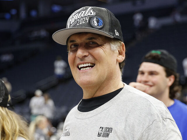 MINNEAPOLIS, MINNESOTA - MAY 30: Dallas Mavericks owner Mark Cuban celebrates after a 124-103 victory against the Minnesota Timberwolves in Game Five of the Western Conference Finals at Target Center on May 30, 2024 in Minneapolis, Minnesota.