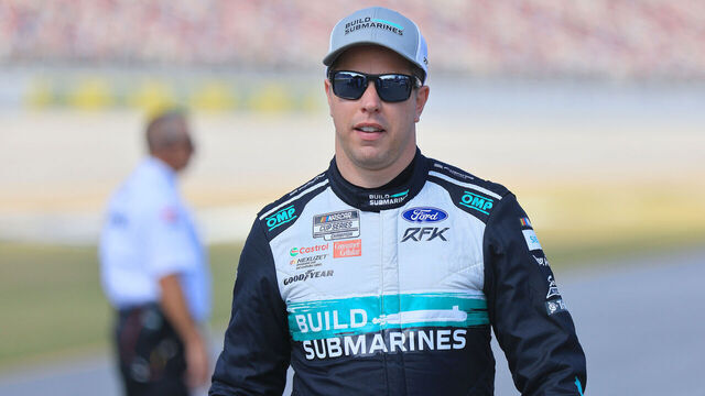 TALLADEGA, AL - OCTOBER 18: Brad Keselowski (#6 RFK Racing BuildSubmarines.com Ford) during qualifications for the NASCAR Cup Series YellaWood 500 race on Saturday October 18, 2025 at the Talladega Superspeedway in Talladega, Alabama.