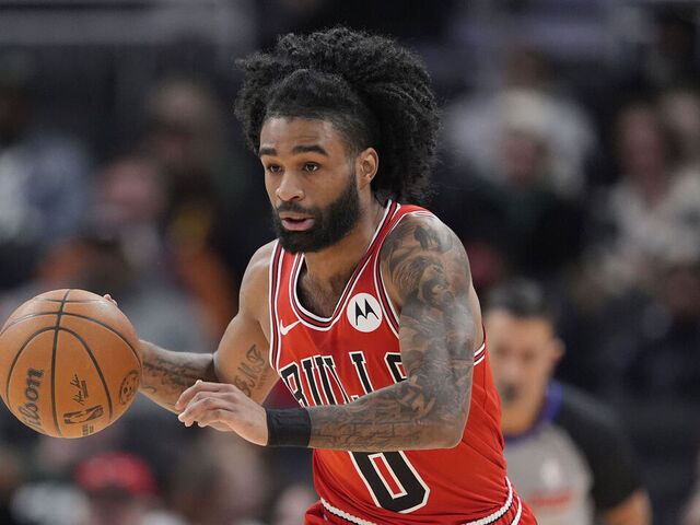 MILWAUKEE, WISCONSIN - FEBRUARY 03: Coby White #0 of the Chicago Bulls dribbles the ball against the Milwaukee Bucks during the first quarter at Fiserv Forum on February 03, 2026 in Milwaukee, Wisconsin.
