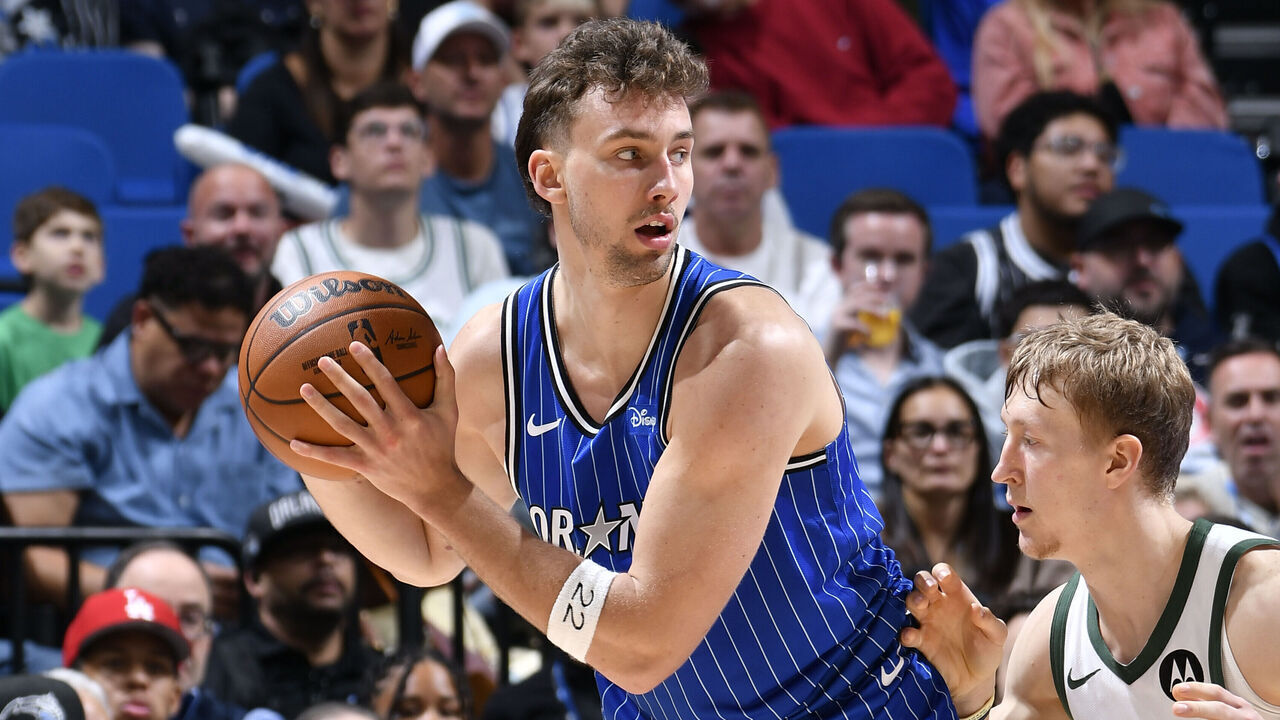 ORLANDO, FL - FEBRUARY 9: Franz Wagner #22 of the Orlando Magic handles the ball during the game against the Milwaukee Bucks on February 9, 2026 at Kia Center in Orlando, Florida. Mandatory Copyright Notice: Copyright 2026 NBAE