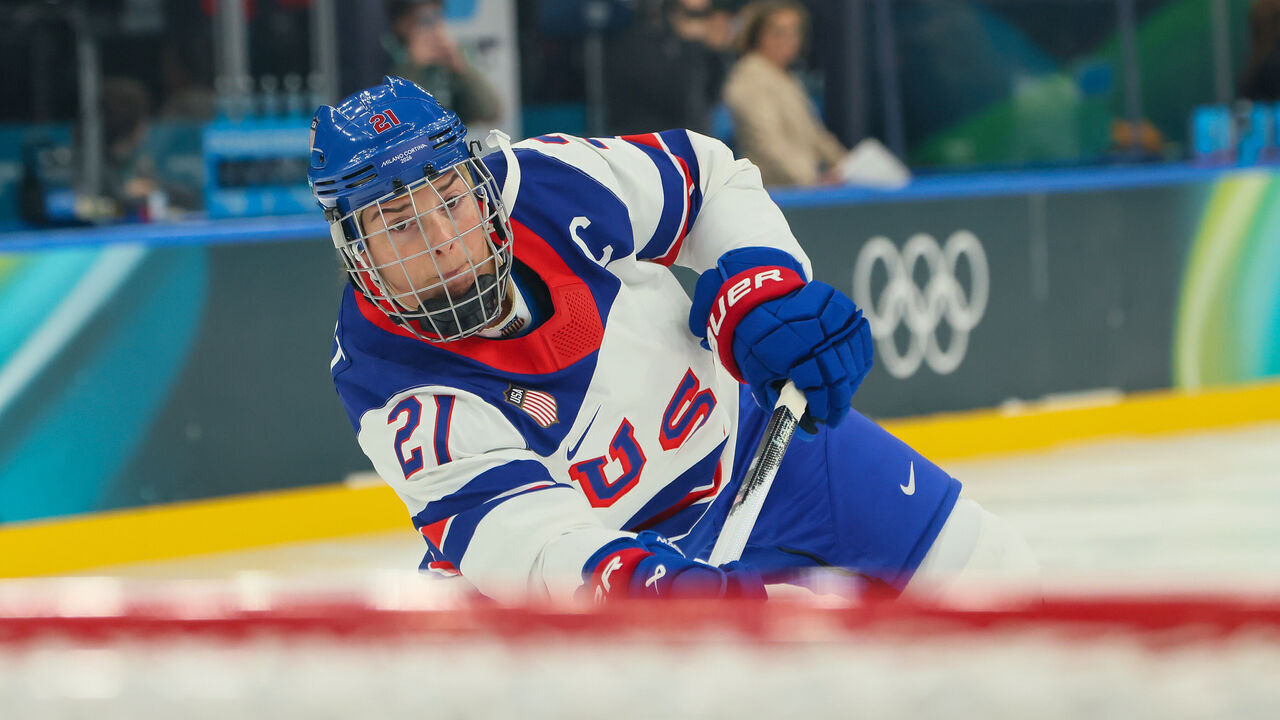 MILAN, ITALY - FEBRUARY 10: Hilary Knight #21 of Team United States warms up prior to the Women's Preliminary Group A match between United States and Canada on day four of the Milano Cortina 2026 Winter Olympic games at Milano Santa Giulia Ice Hockey Arena on February 10, 2026 in Milan, Italy.
