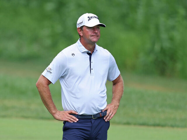 OWINGS MILLS, MARYLAND - AUGUST 15: Lucas Glover of the United States waits to play a shot on the second hole during the second round of the BMW Championship 2025 at Caves Valley Golf Club on August 15, 2025 in Owings Mills, Maryland.