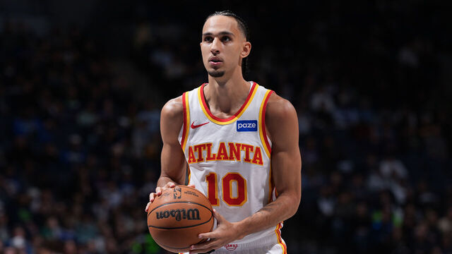 MINNEAPOLIS, MN - FEBRUARY 9: Zaccharie Risacher #10 of the Atlanta Hawks shoots a free throw during the game against the Minnesota Timberwolves on February 9, 2026 at Target Center in Minneapolis, Minnesota. Mandatory Copyright Notice: Copyright 2026 NBAE