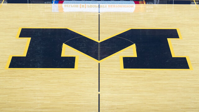 ANN ARBOR, MICHIGAN - FEBRUARY 25: The court is pictured before the game between the Michigan Wolverines and Iowa Hawkeyes at Crisler Arena on February 25, 2021 in Ann Arbor, Michigan.
