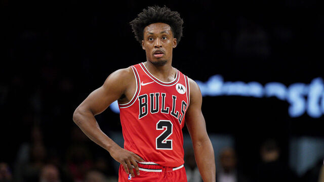 NEW YORK, NEW YORK - FEBRUARY 09: Collin Sexton #2 of the Chicago Bulls looks on during the game against the Brooklyn Nets at Barclays Center on February 09, 2026 in New York City.