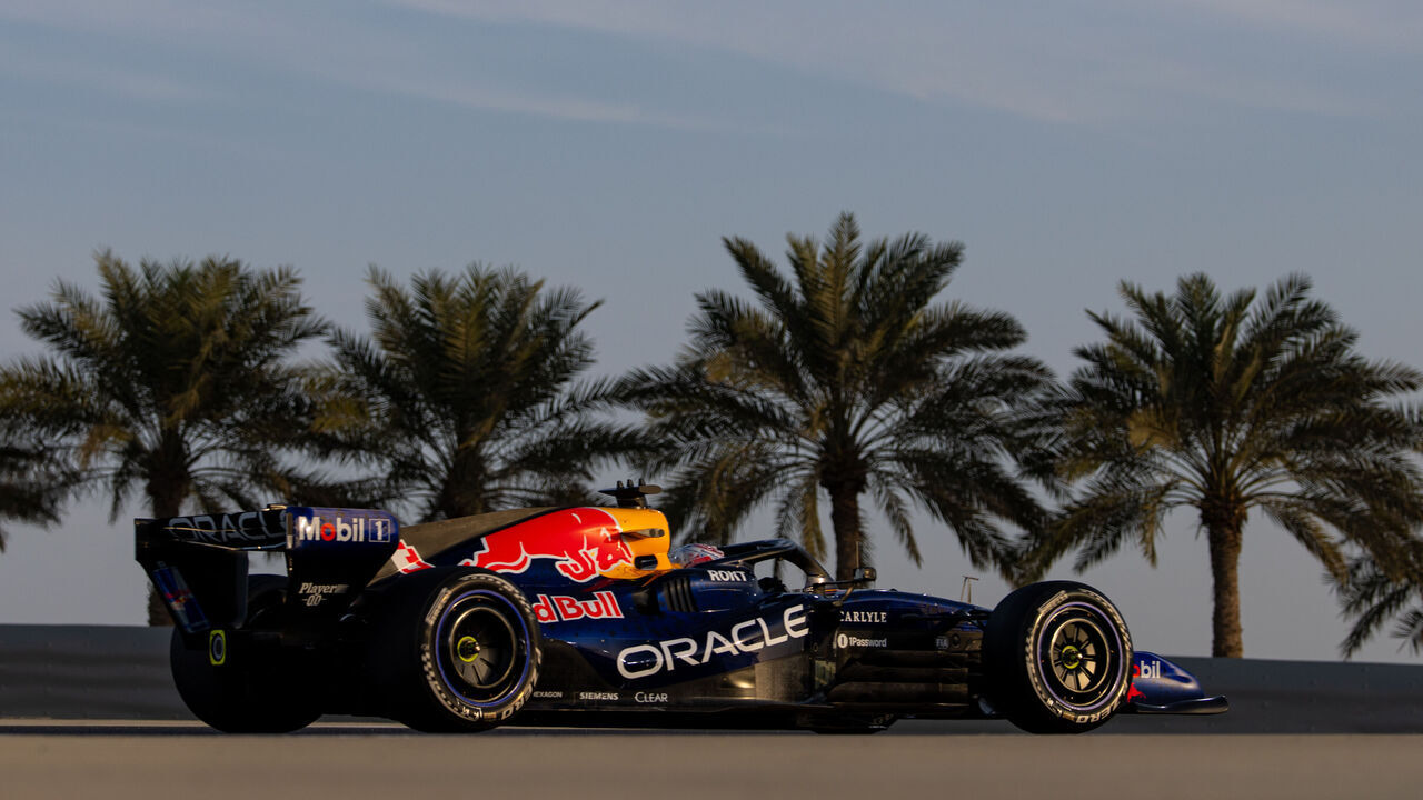 BAHRAIN, BAHRAIN - FEBRUARY 11: Max Verstappen of the Netherlands driving the (3) Red Bull Racing RB22 on track during day one of F1 Testing at Bahrain International Circuit on February 11, 2026 in Bahrain, Bahrain.