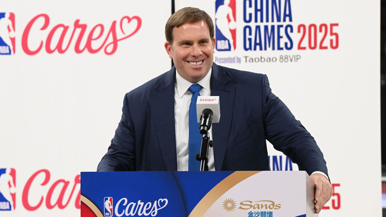 MACAO, CHINA - OCTOBER 9: Chief Operating Officer Patrick Dumont of Las Vegas Sands address the crowd during the NBA Cares + Sands Cares Community Service Week Tip-Off as part of 2025 NBA China Games at the Venetian Arena on October 9, 2025 in Macao, China. NOTE TO USER: User expressly acknowledges and agrees that, by downloading and/or using this Photograph, user is consenting to the terms and conditions of the Getty Images License Agreement. Mandatory Copyright Notice: Copyright 2025 NBAE