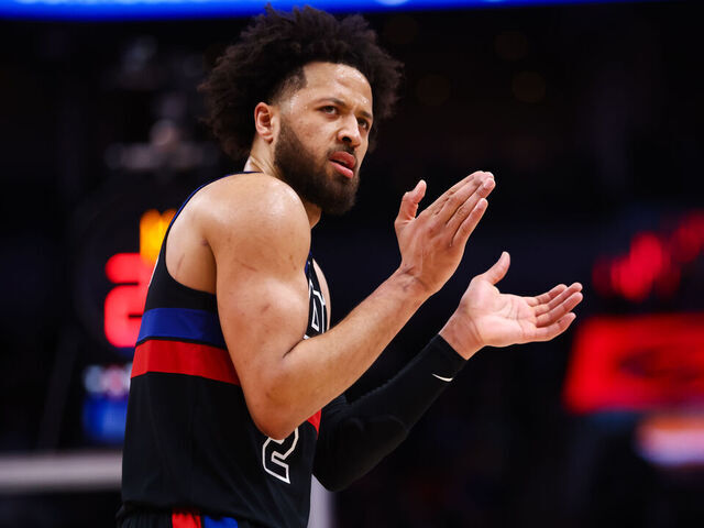 TORONTO, CANADA - FEBRUARY 11: Cade Cunningham #2 of the Detroit Pistons reacts against the Toronto Raptors during the second half of their NBA game at Scotiabank Arena on February 11, 2026 in Toronto, Ontario, Canada. (NOTE TO USER: User expressly acknowledges and agrees that, by downloading and/or using this Photograph, user is consenting to the terms and conditions of the Getty Images License Agreement