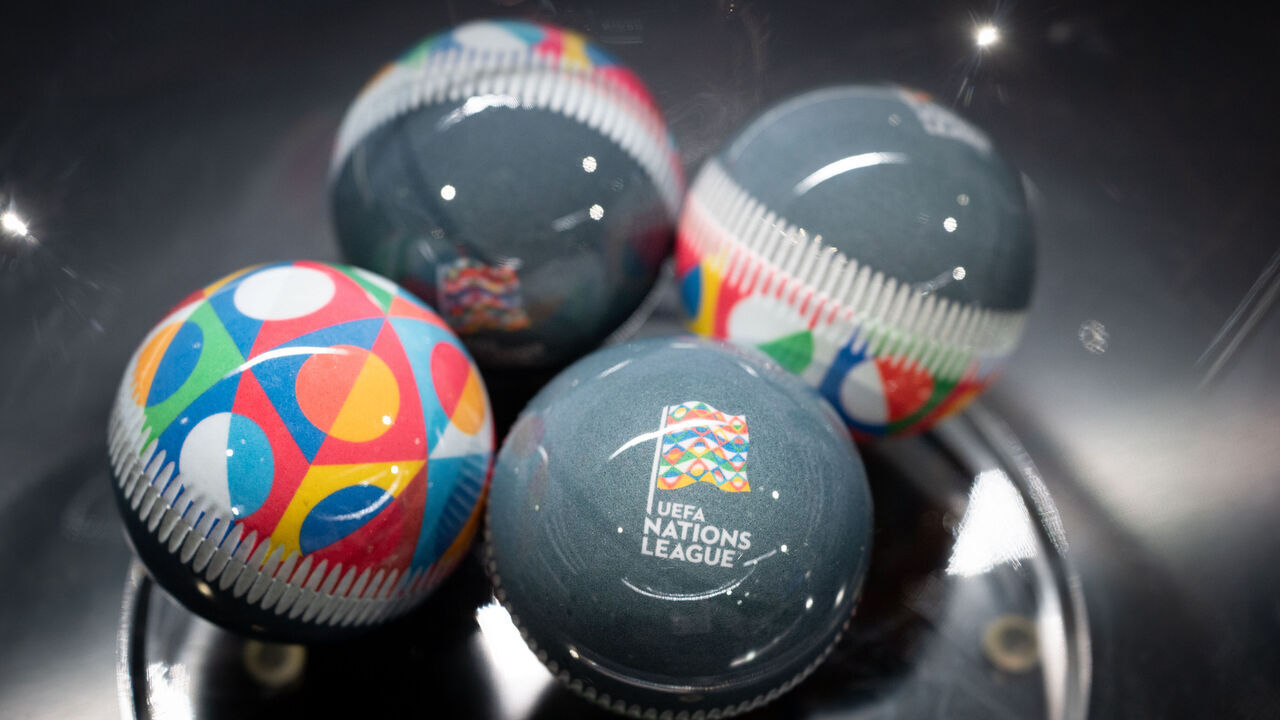 BRUSSELS, BELGIUM - FEBRUARY 10: A detailed view of the draw balls ahead of the UEFA Nations League 2026/28 League Phase Draw at the Brussels Expo on February 10, 2026, in Brussels, Belgium