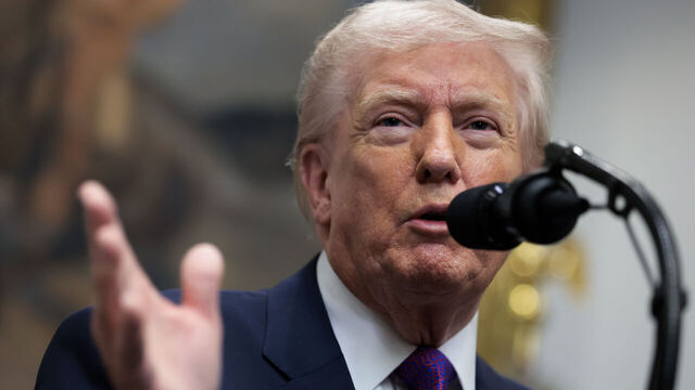 WASHINGTON, DC - FEBRUARY 12: U.S. President Donald Trump speaks alongside U.S. Environmental Protection Agency Administrator Lee Zeldin during an event to announce a rollback of the 2009 Endangerment Finding in the Roosevelt Room at the White House on February 12, 2026 in Washington, DC. The Trump administration will repeal the 2009 central scientific finding that allows the EPA to regulate climate-warming emissions.
