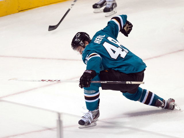 Sharks' Hertl tweaks knee at prospect camp