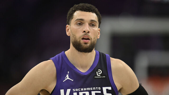 SACRAMENTO, CALIFORNIA - FEBRUARY 06: Zach LaVine #8 of the Sacramento Kings looks on against the Los Angeles Clippers in the second quarter at Golden 1 Center on February 06, 2026 in Sacramento, California.