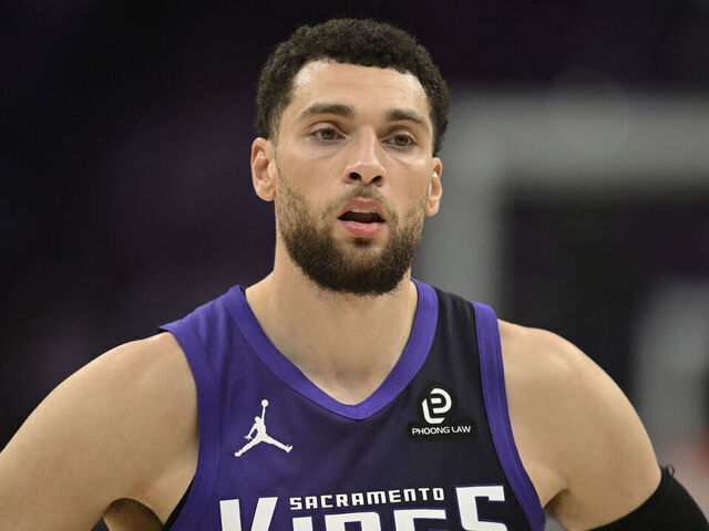 SACRAMENTO, CALIFORNIA - FEBRUARY 06: Zach LaVine #8 of the Sacramento Kings looks on against the Los Angeles Clippers in the second quarter at Golden 1 Center on February 06, 2026 in Sacramento, California.