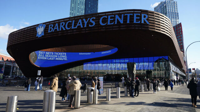 NEW YORK, NEW YORK - JANUARY 04: An exterior view of Barclays center is seen prior to the game between the Denver Nuggets and the Brooklyn Nets at Barclays Center on January 04, 2026 in New York City.
