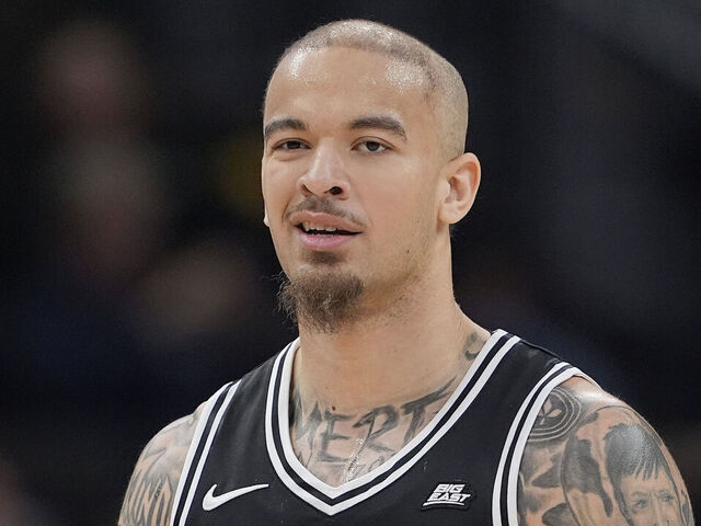 MILWAUKEE, WISCONSIN - JANUARY 19: Duncan Powell #31 of the Providence Friars react after being called for a technical foul against the Marquette Golden Eagles during the first half at Fiserv Forum on January 19, 2026 in Milwaukee, Wisconsin.