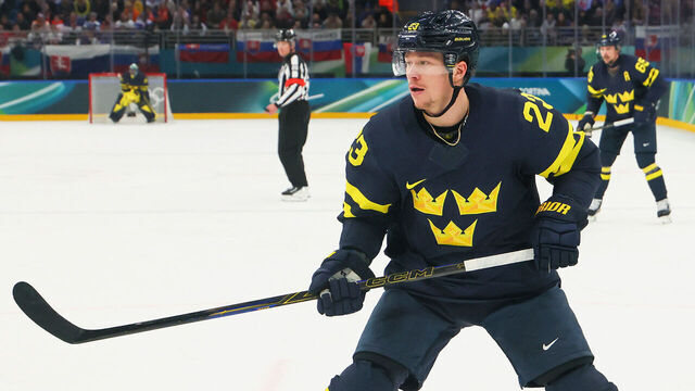 MILAN, ITALY - FEBRUARY 14: Lucas Raymond #23 of Team Sweden skates in the third period during the Men's Preliminary Group B match between Sweden and Slovakia on day eight of the Milano Cortina 2026 Winter Olympic games at Milano Santagiulia Ice Hockey Arena on February 14, 2026 in Milan, Italy.