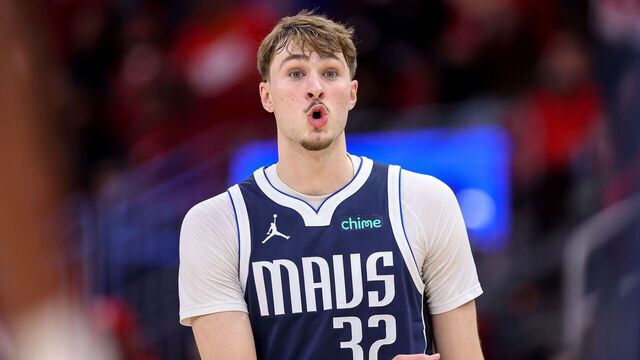 HOUSTON, TEXAS - JANUARY 31: Cooper Flagg #32 of the Dallas Mavericks reacts in the second half against the Houston Rockets at Toyota Center on January 31, 2026 in Houston, Texas.