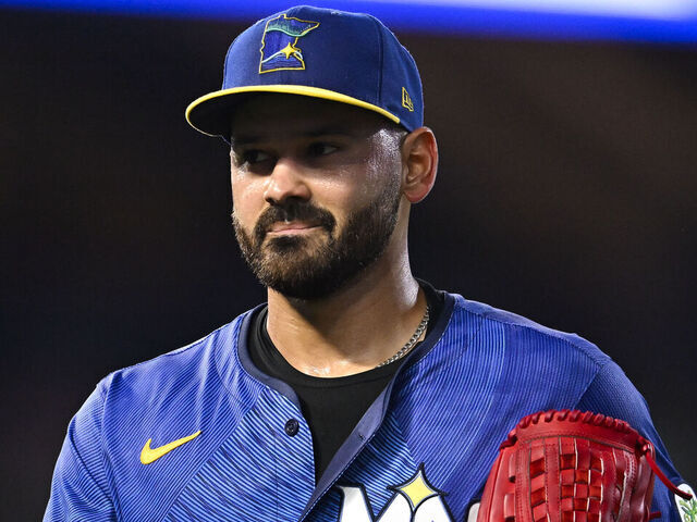 MINNEAPOLIS, MINNESOTA - SEPTEMBER 19: Pablo Lopez #49 of the Minnesota Twins walks to the dugout after pitching against the Cleveland Guardians in the second inning of the game at Target Field on September 19, 2025 in Minneapolis, Minnesota.