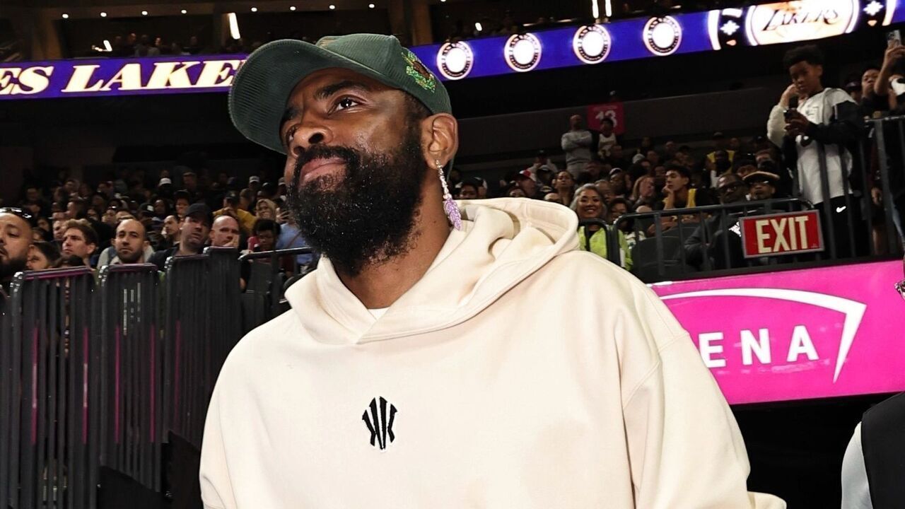 LAS VEGAS, NV - OCTOBER 15: Kyrie Irving #11 of the Dallas Mavericks looks on during the game against the Los Angeles Lakers on October 15, 2025 at T-Mobile Arena in Las Vegas, Nevada. NOTE TO USER: User expressly acknowledges and agrees that, by downloading and/or using this Photograph, user is consenting to the terms and conditions of the Getty Images License Agreement. Mandatory Copyright Notice: Copyright 2025 NBAE