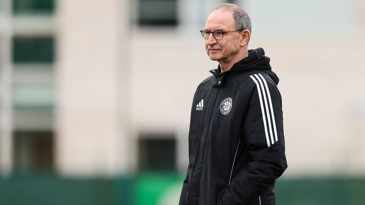 GLASGOW, SCOTLAND - FEBRUARY 18: Martin O'Neill during a Celtic MD-1 training session at the Lennoxtown Training Centre, on February 18, 2026, in Glasgow, Scotland.