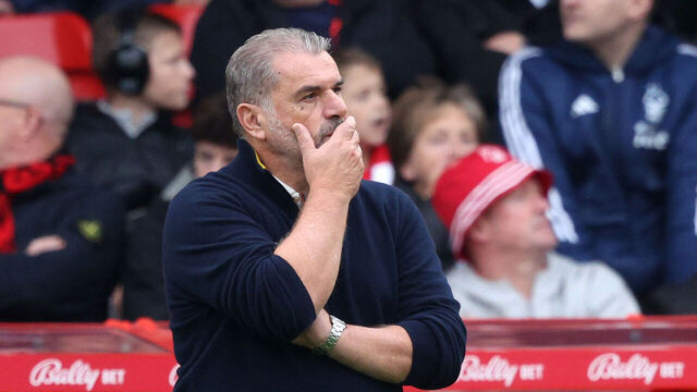 NOTTINGHAM, ENGLAND - OCTOBER 18: Ange Postecoglou Head Coach of Nottingham Forest on the side line during the Premier League match between Nottingham Forest and Chelsea at City Ground on October 18, 2025 in Nottingham, England.