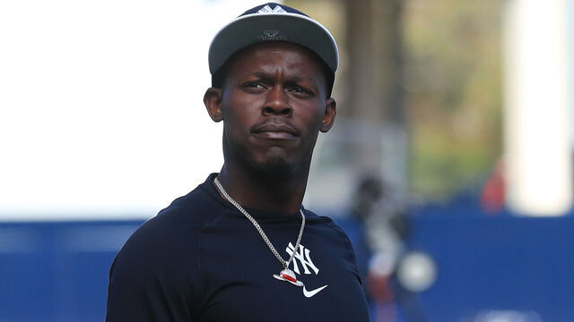 TAMPA, FL - FEBRUARY 18: New York Yankees Infielder Jazz Chisholm Jr. (13) goes thru drills during the spring training workout on February 18, 2026 at George M. Steinbrenner Field in Tampa, FL.