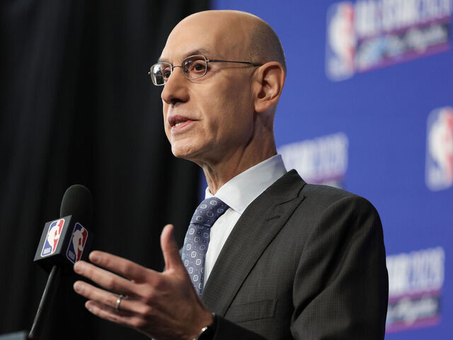 INGLEWOOD, CALIFORNIA - FEBRUARY 14: NBA Commissioner Adam Silver speaks during a press conference during 2026 NBA All-Star Weekend at Intuit Dome on February 14, 2026 in Inglewood, California. NOTE TO USER: User expressly acknowledges and agrees that, by downloading and or using this photograph, User is consenting to the terms and conditions of the GettyImages License Agreement.