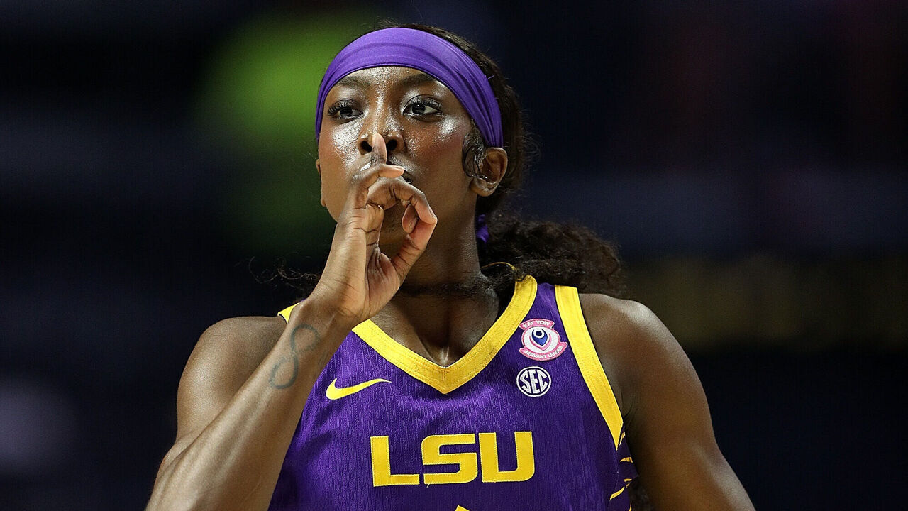 OXFORD, MISSISSIPPI - FEBRUARY 19: Flau'jae Johnson #4 of the Louisiana State Tigers gestures during the first half against the Mississippi Rebels at The Pavilion at Ole Miss on February 19, 2026 in Oxford, Mississippi.